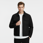 Men's Faux Suede Zip Shirt Jacket - Casual Overshirt for Everyday Wear