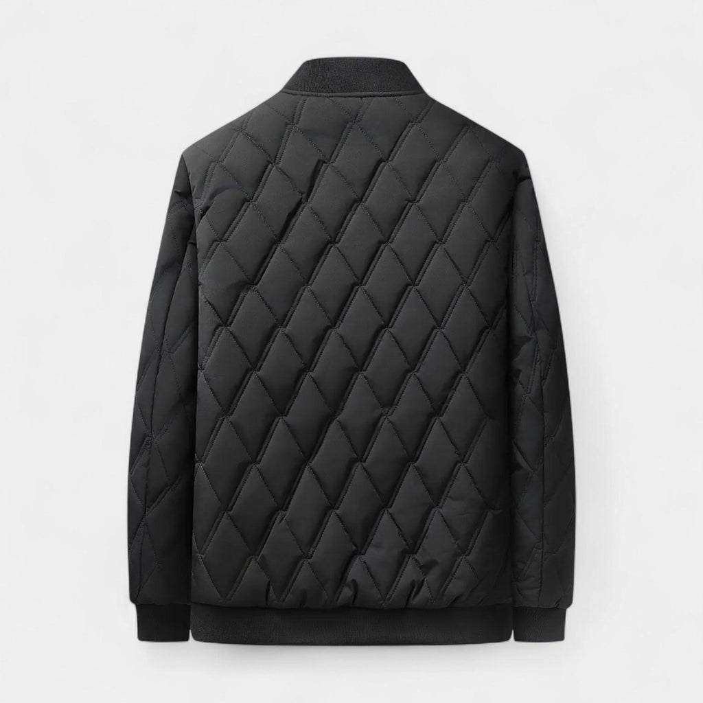 Men's Fleece-Lined Quilted Bomber Jacket for Winter Weather - Warm and Stylish Outerwear