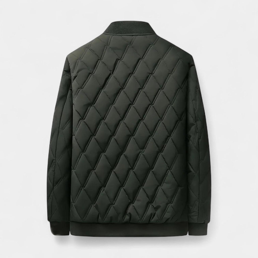 Men's Fleece-Lined Quilted Bomber Jacket for Winter Weather - Warm and Stylish Outerwear