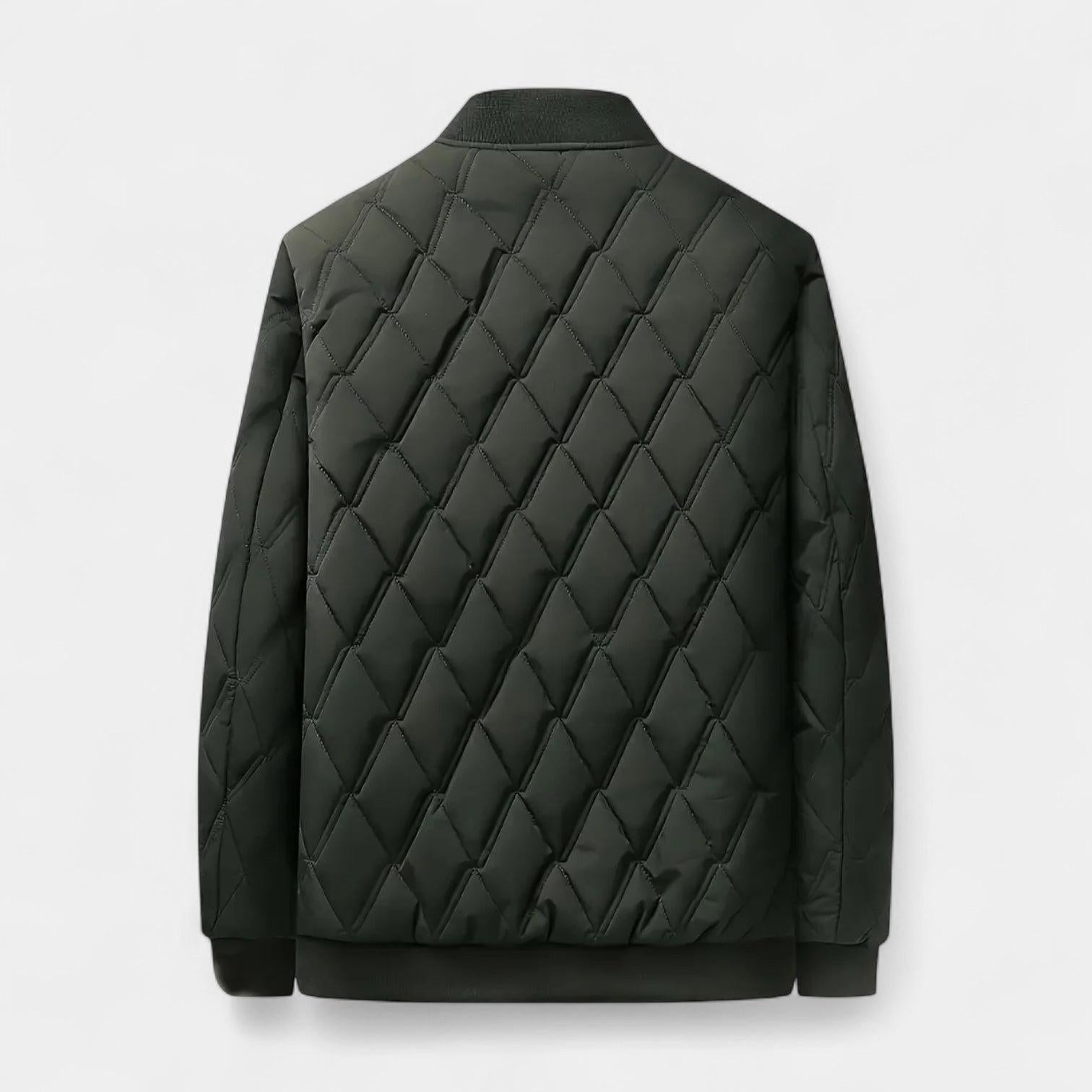 Men's Fleece-Lined Quilted Bomber Jacket for Winter Weather - Warm and Stylish Outerwear