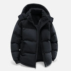 Men's Fleece-Lined Winter Jacket with Removable Hood - Warm, Stylish Outerwear for Cold Weather