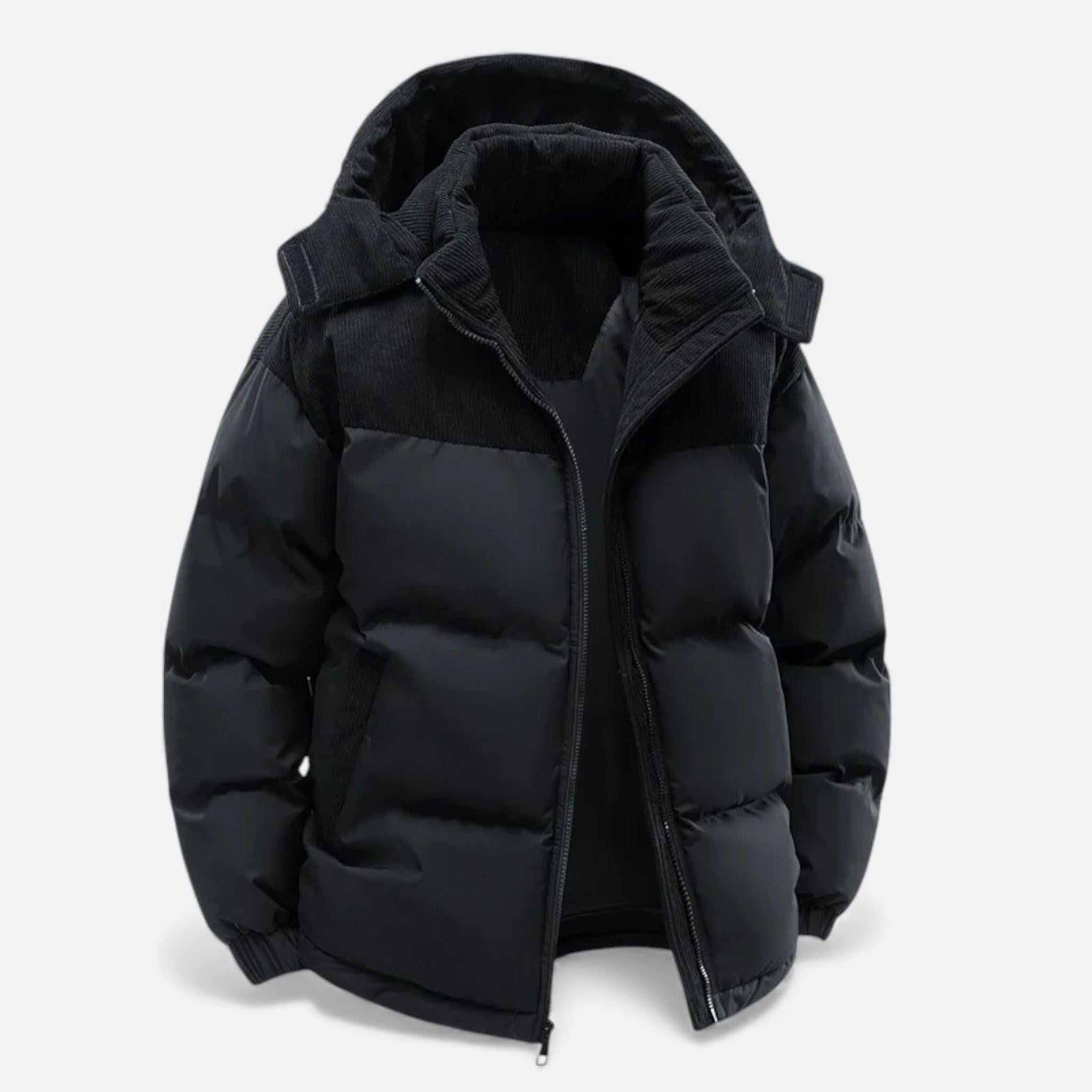 Men's Fleece-Lined Winter Jacket with Removable Hood - Warm, Stylish Outerwear for Cold Weather