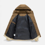 Men's Fleece-Lined Winter Jacket with Removable Hood - Warm, Stylish Outerwear for Cold Weather