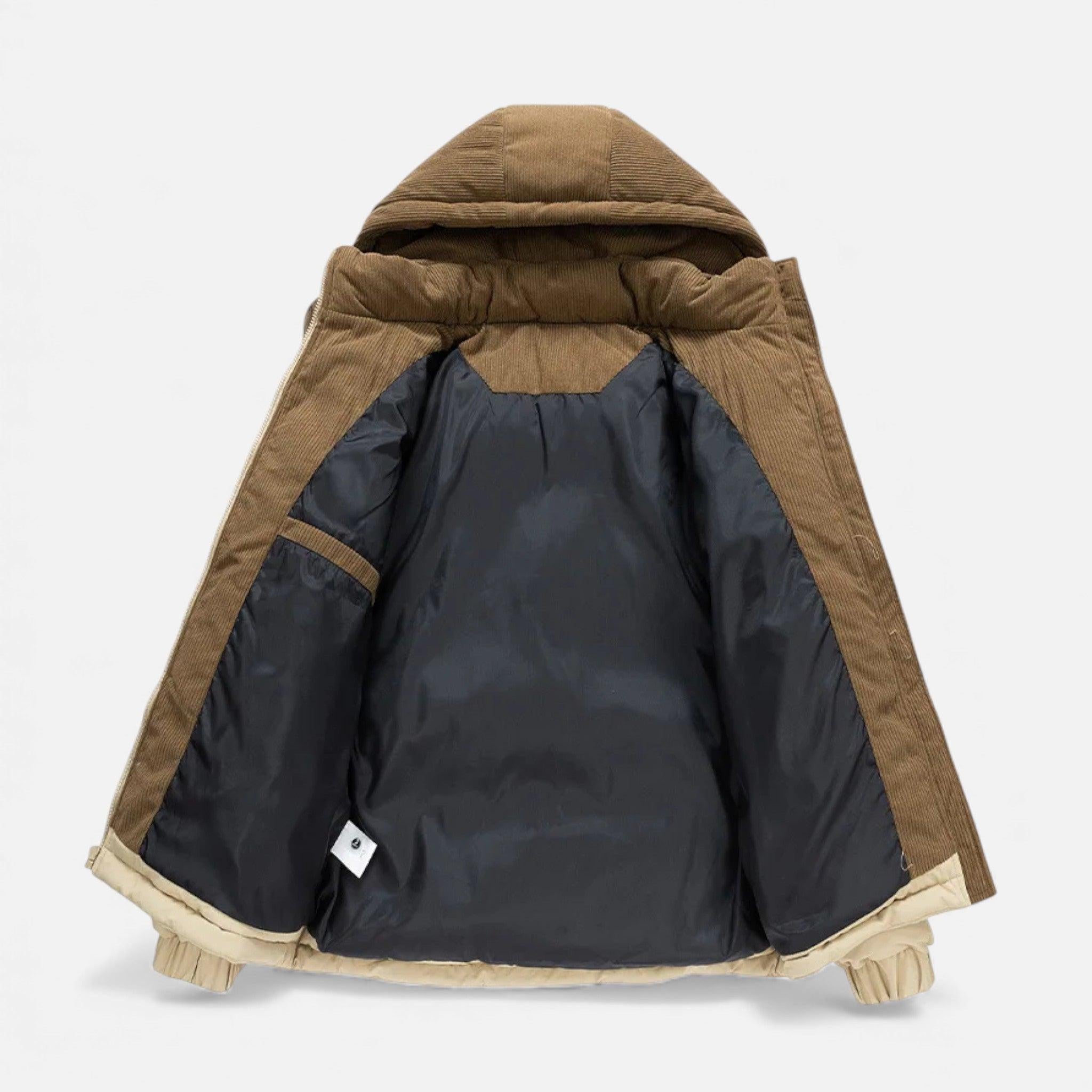 Men's Fleece-Lined Winter Jacket with Removable Hood - Warm, Stylish Outerwear for Cold Weather