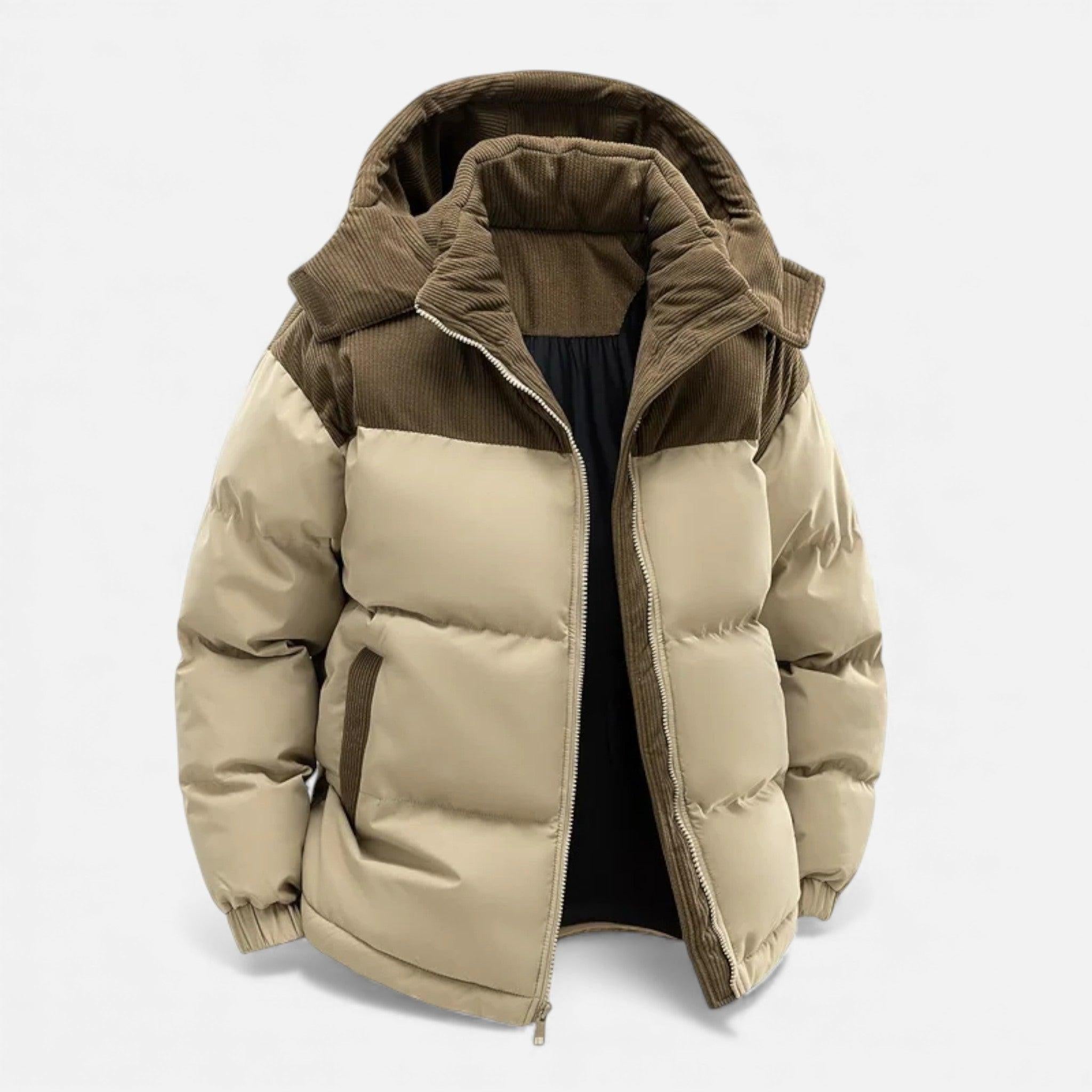 Men's Fleece-Lined Winter Jacket with Removable Hood - Warm, Stylish Outerwear for Cold Weather