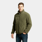 Men's Full-Zip Fleece Jacket - Warm Polyester Fabric - Casual Style - Ideal for Outdoor Activities and Everyday Wear
