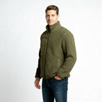 Men's Full-Zip Fleece Jacket - Warm Polyester Fabric - Casual Style - Ideal for Outdoor Activities and Everyday Wear