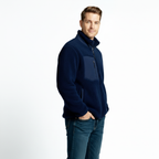 Men's Full-Zip Fleece Jacket - Warm Polyester Fabric - Casual Style - Ideal for Outdoor Activities and Everyday Wear