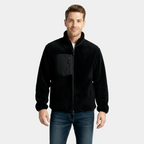 Men's Full-Zip Fleece Jacket - Warm Polyester Fabric - Casual Style - Ideal for Outdoor Activities and Everyday Wear