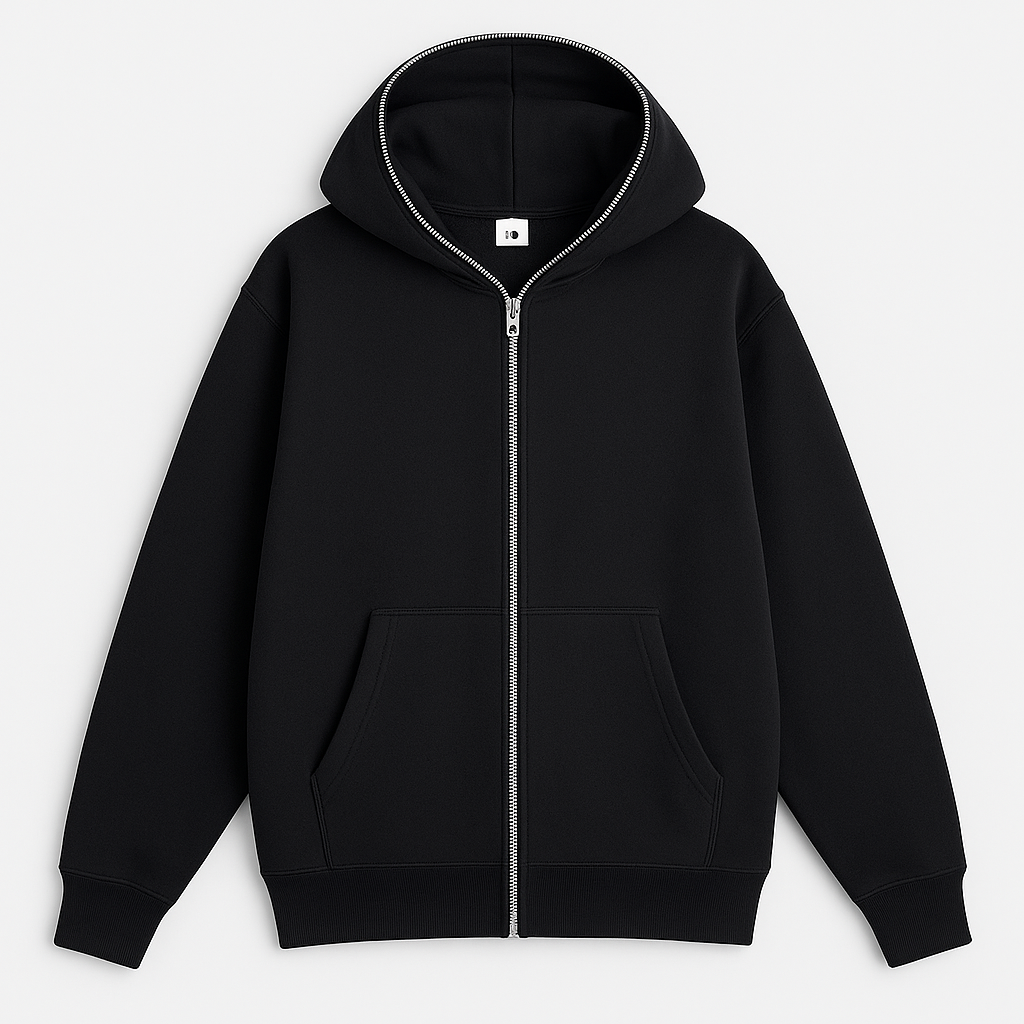 Men's Full-Zip Hoodie - Casual Cotton Blend - Comfortable Everyday Wear - Ideal for Layering and Outdoor Activities
