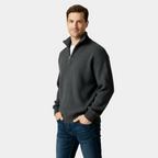 Men's Half-Zip Knitted Sweater in Soft Fabric for Casual Wear and Layering