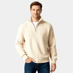 Men's Half-Zip Knitted Sweater in Soft Fabric for Casual Wear and Layering