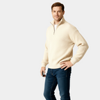 Men's Half-Zip Knitted Sweater in Soft Fabric for Casual Wear and Layering