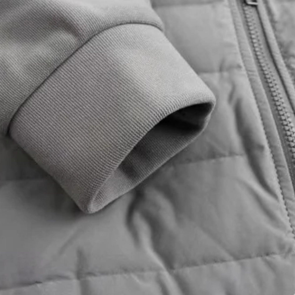 Men's Hooded Down Jacket - Spliced Quilted Design for Cold Weather Wear