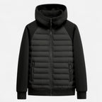 Men's Hooded Down Jacket - Spliced Quilted Design for Cold Weather Wear