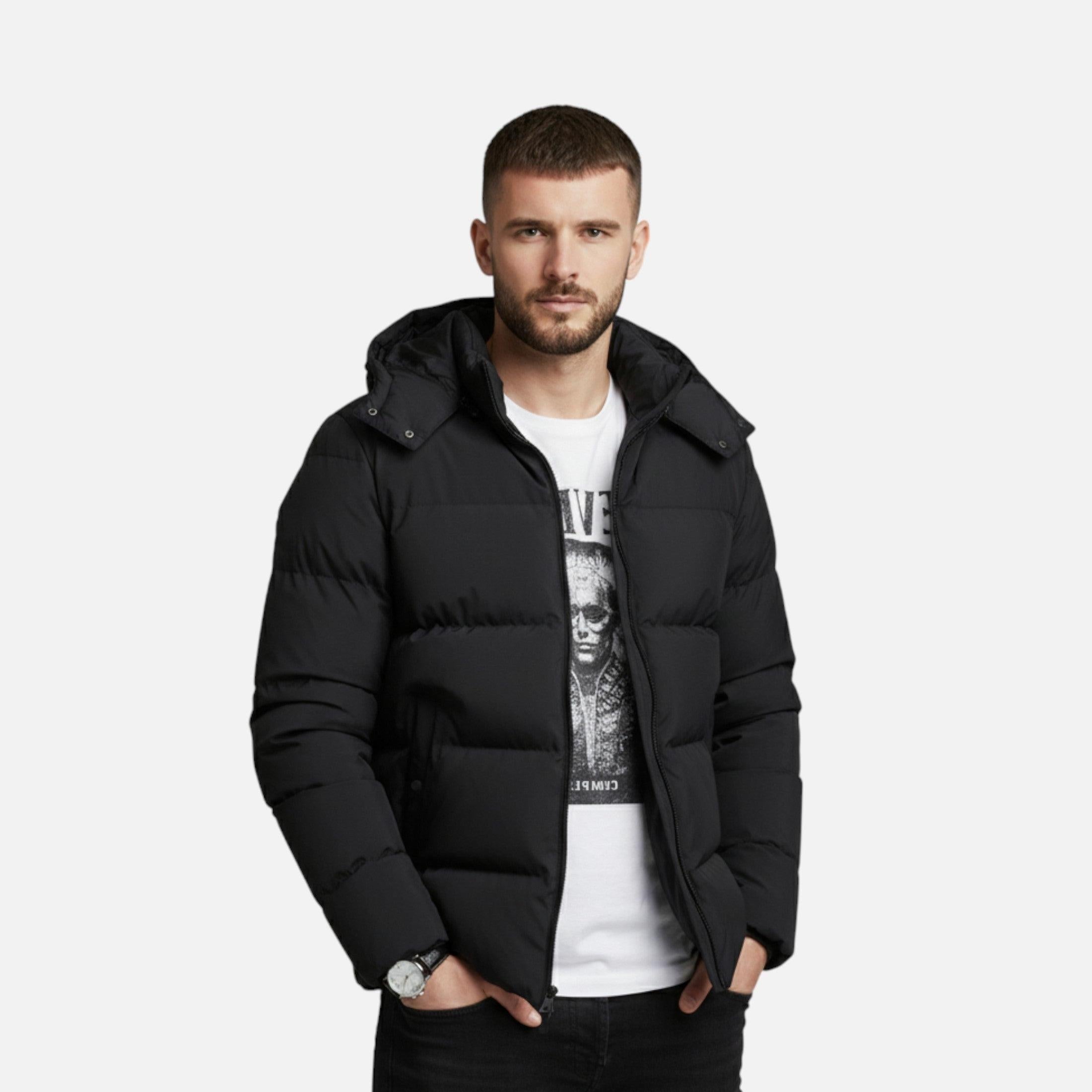 Men's Hooded Puffer Jacket - Insulated Cold Weather Layer - Stylish and Functional Outerwear for Winter Adventures