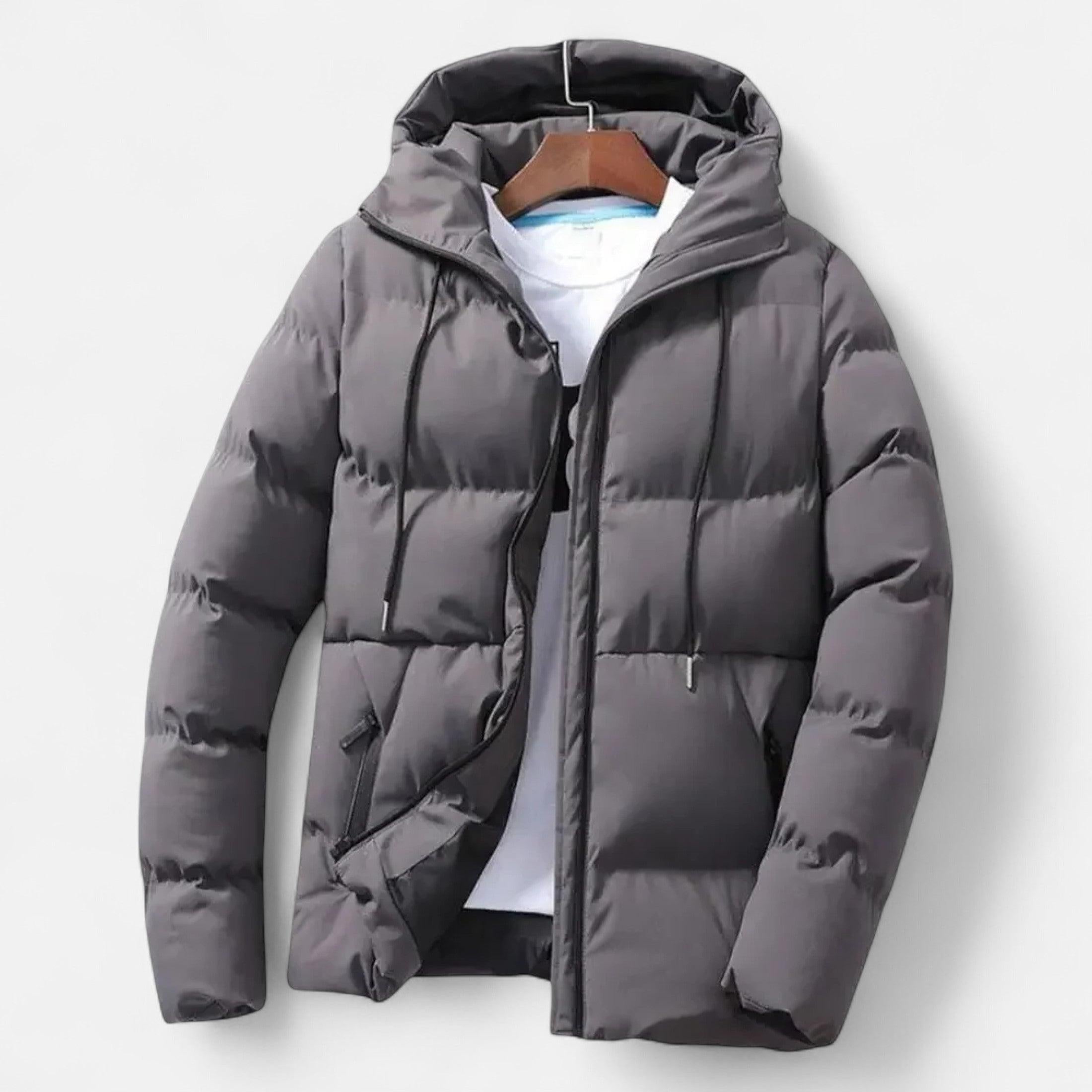 Men's Hooded Puffer Jacket - Insulated Cold Weather Layer - Stylish and Functional Outerwear for Winter Adventures