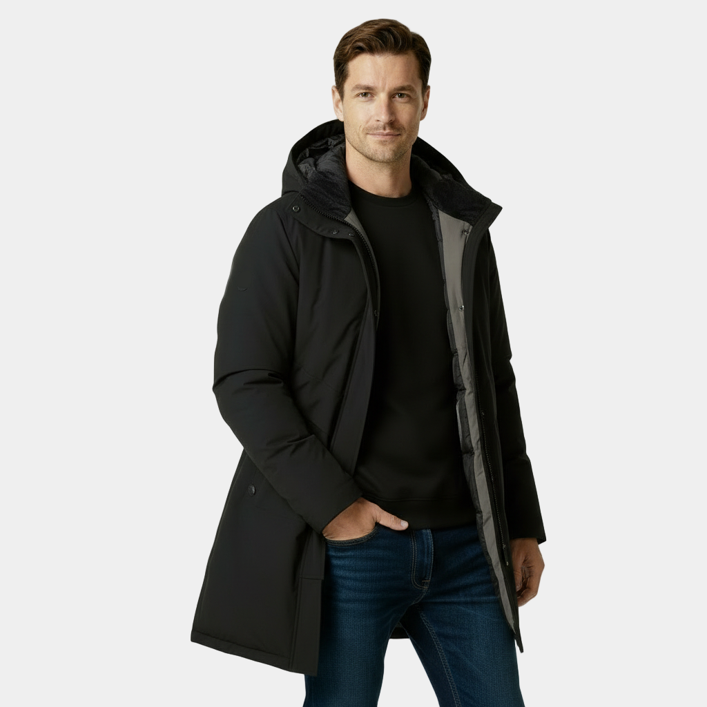 Men's Insulated Down Parka - Long Winter Coat for Cold Weather Protection