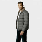 Men's Insulated Puffer Jacket with Sherpa Collar - Warm Winter Outerwear for Cold Weather Activities