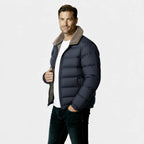 Men's Insulated Puffer Jacket with Sherpa Collar - Warm Winter Outerwear for Cold Weather Activities