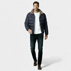 Men's Insulated Puffer Jacket with Sherpa Collar - Warm Winter Outerwear for Cold Weather Activities