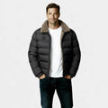 Men's Insulated Puffer Jacket with Sherpa Collar - Warm Winter Outerwear for Cold Weather Activities