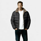 Men's Insulated Puffer Jacket with Sherpa Collar - Warm Winter Outerwear for Cold Weather Activities