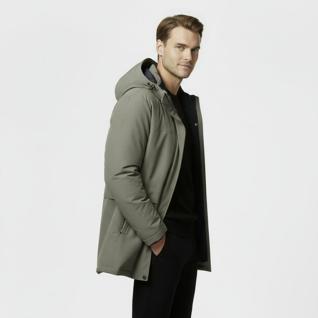 Men's Insulated Winter Parka Jacket - Waterproof, Warm, Casual Outerwear for Cold Weather Adventures