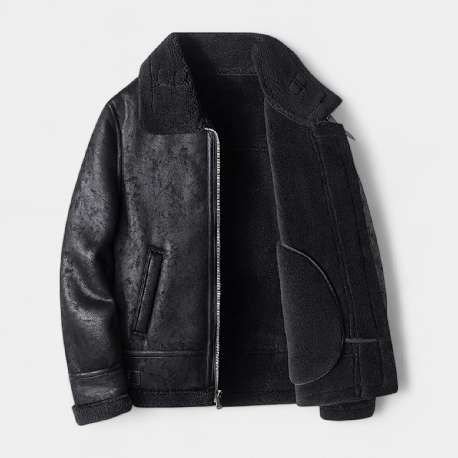 Men's Leather Aviator Jacket - Classic Design, Durable Genuine Leather, Perfect for Casual Wear and Outdoor Adventures