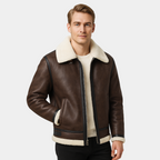 Men's Leather Aviator Jacket - Classic Design, Durable Genuine Leather, Perfect for Casual Wear and Outdoor Adventures