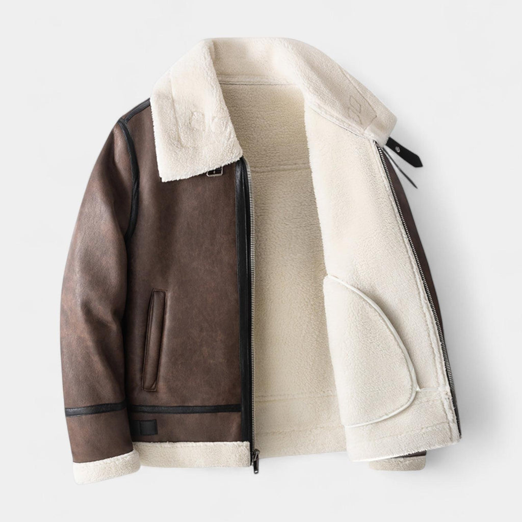 Men's Leather Aviator Jacket - Classic Design, Durable Genuine Leather, Perfect for Casual Wear and Outdoor Adventures