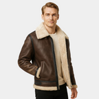 Men's Leather Aviator Jacket - Classic Design, Durable Genuine Leather, Perfect for Casual Wear and Outdoor Adventures