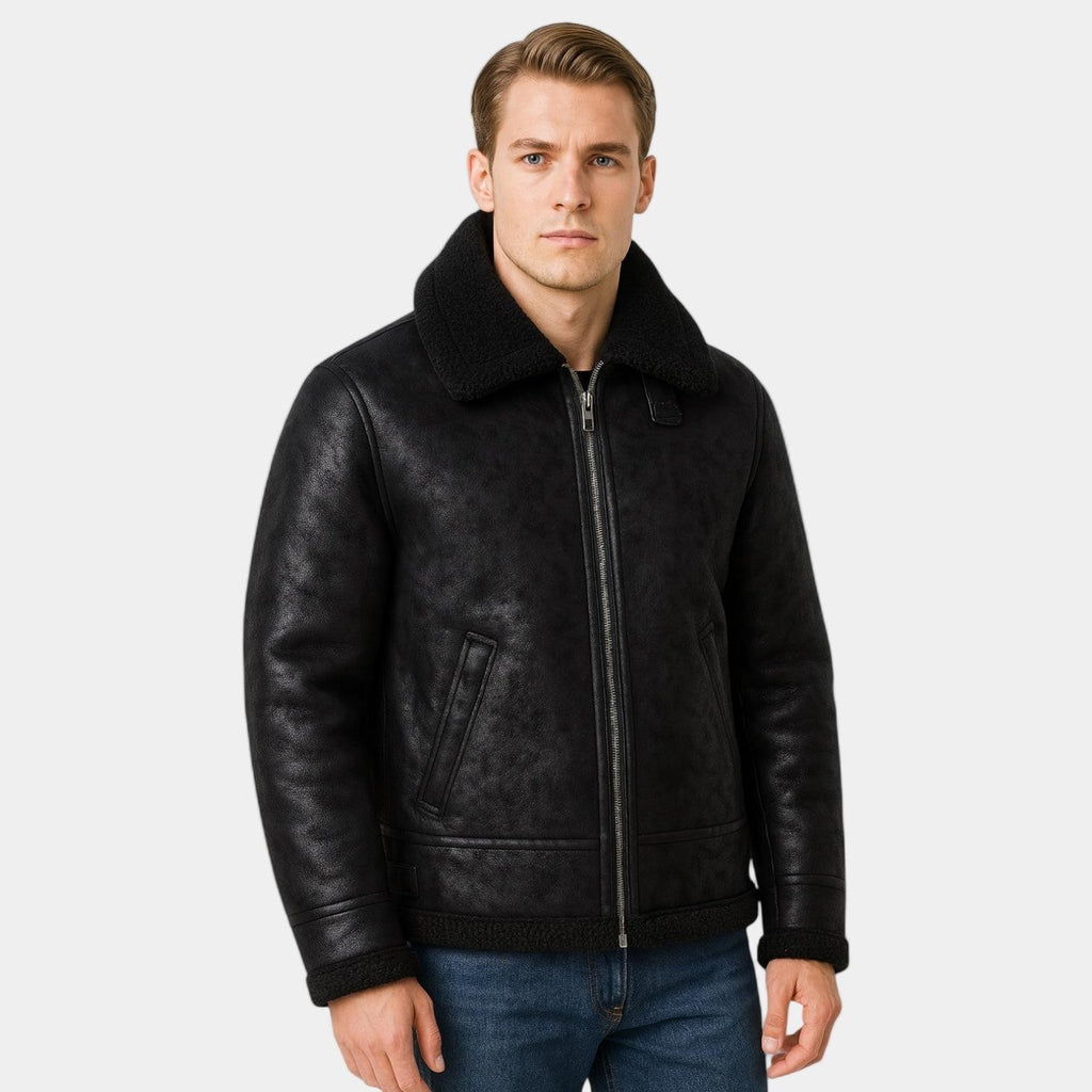 Men's Leather Aviator Jacket - Classic Design, Durable Genuine Leather, Perfect for Casual Wear and Outdoor Adventures