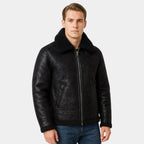 Men's Leather Aviator Jacket - Classic Design, Durable Genuine Leather, Perfect for Casual Wear and Outdoor Adventures