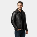 Men's Leather Biker Jacket with Fur Collar - Classic Motorcycle Style Outerwear for Casual and Riding Use