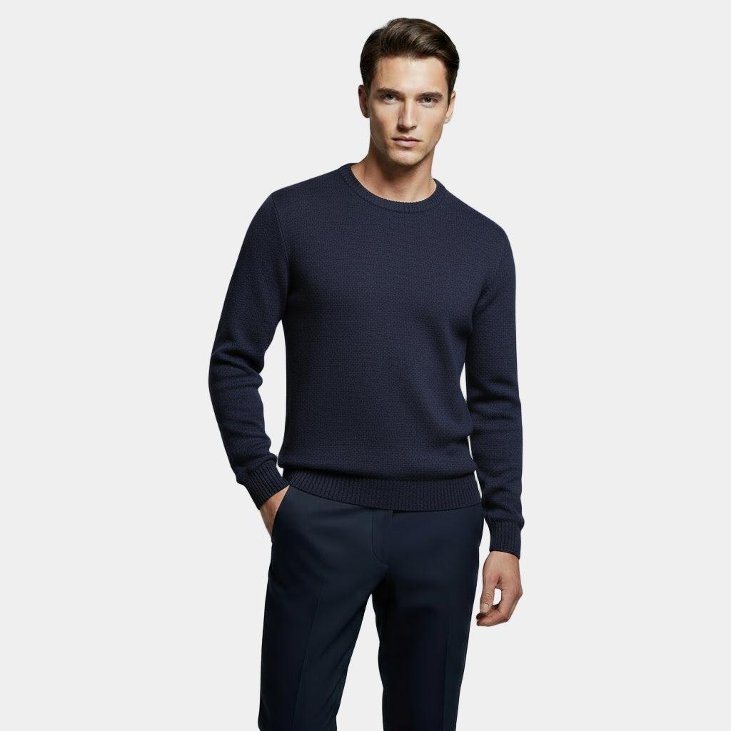 Men's Lightweight Cotton Crew-Neck Sweater - Fine-Knit Casual Jumper for Everyday Wear