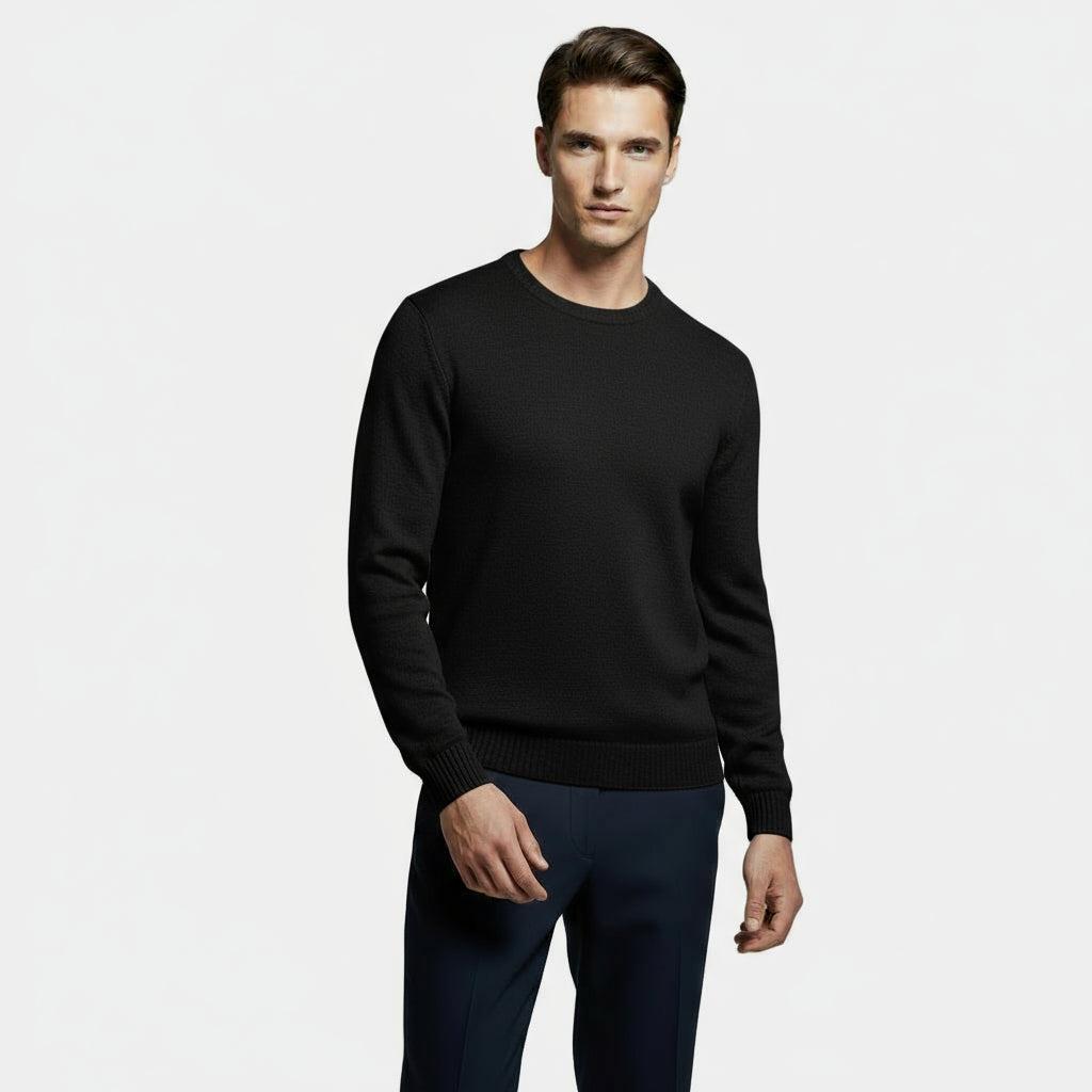 Men's Lightweight Cotton Crew-Neck Sweater - Fine-Knit Casual Jumper for Everyday Wear