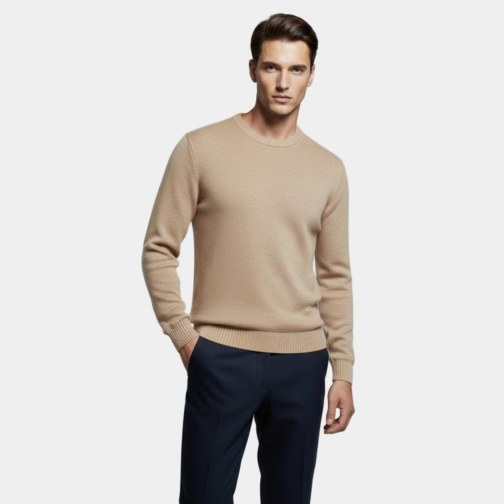 Men's Lightweight Cotton Crew-Neck Sweater - Fine-Knit Casual Jumper for Everyday Wear