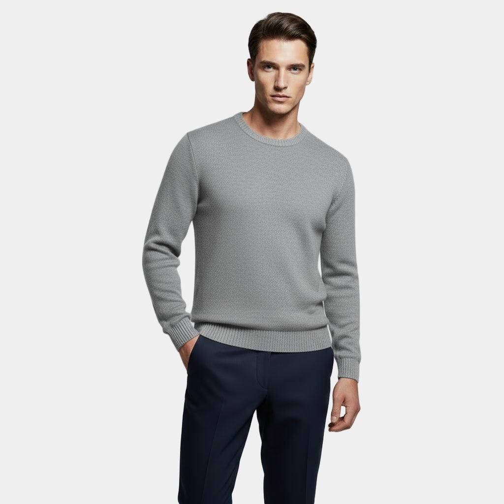 Men's Lightweight Cotton Crew-Neck Sweater - Fine-Knit Casual Jumper for Everyday Wear