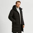 Men's Long Down Puffer Jacket - Insulated Winter Parka for Cold Weather Protection