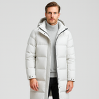 Men's Long Down Puffer Jacket - Insulated Winter Parka for Cold Weather Protection