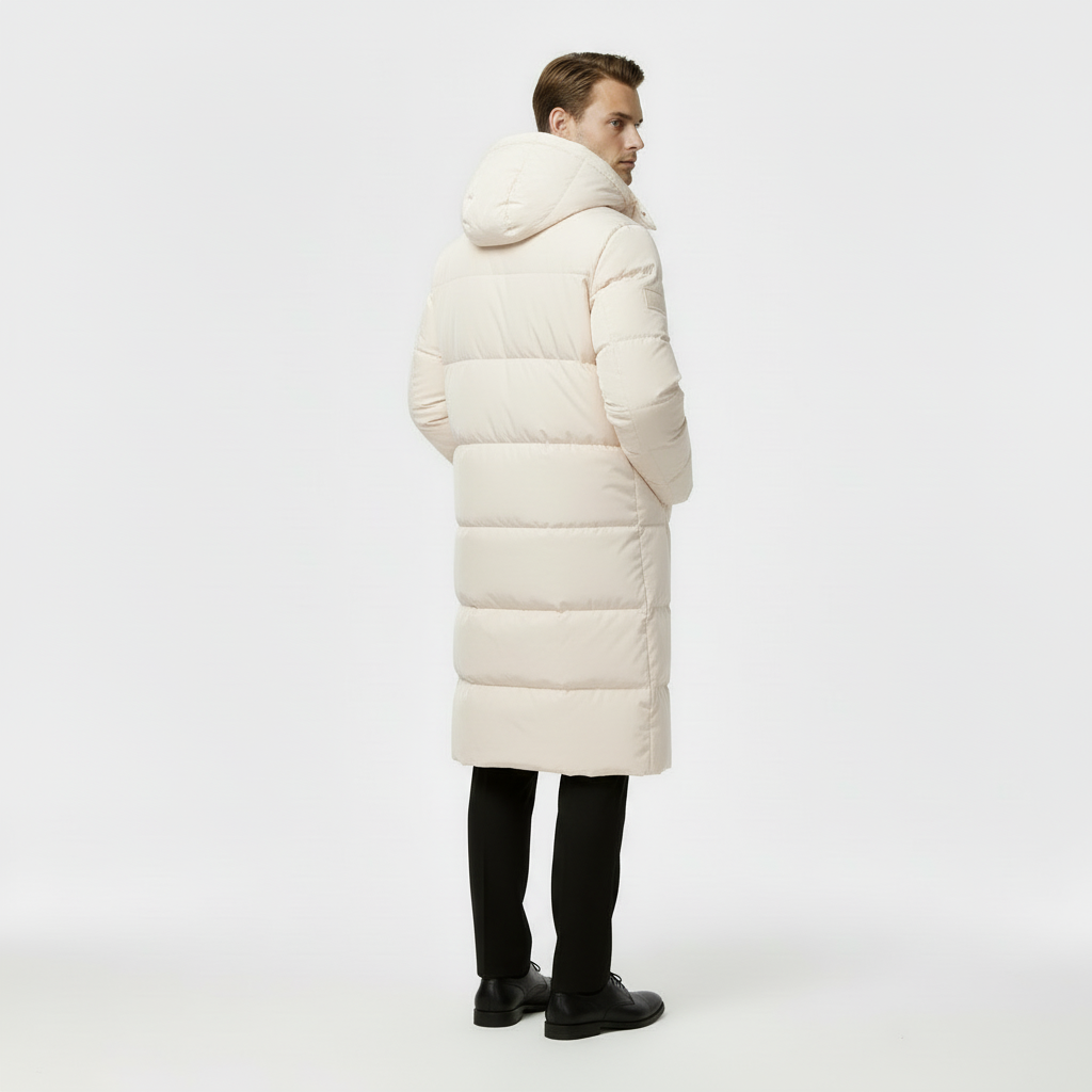 Men's Long Puffer Coat - Insulated Winter Parka Jacket for Cold Weather Protection