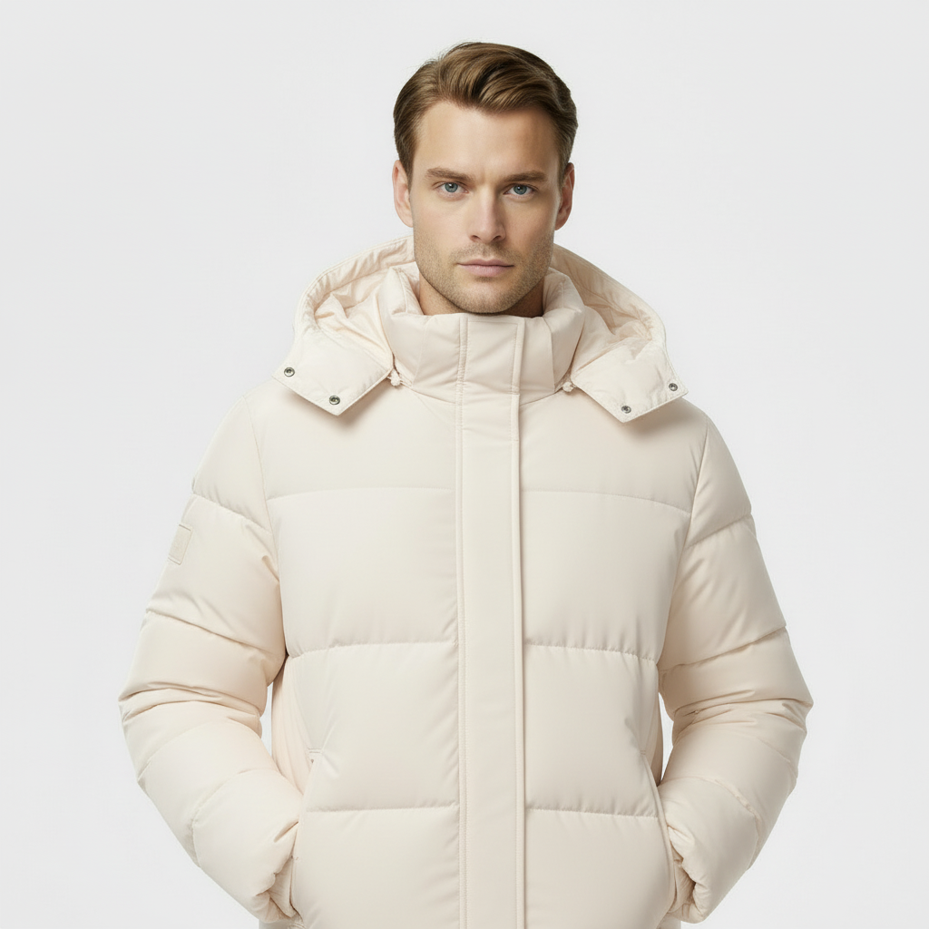 Men's Long Puffer Coat - Insulated Winter Parka Jacket for Cold Weather Protection