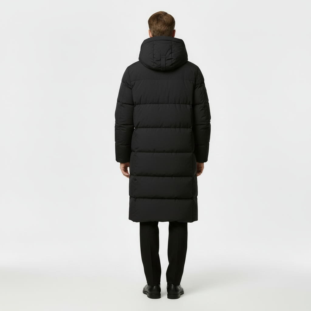 Men's Long Puffer Coat - Insulated Winter Parka Jacket for Cold Weather Protection