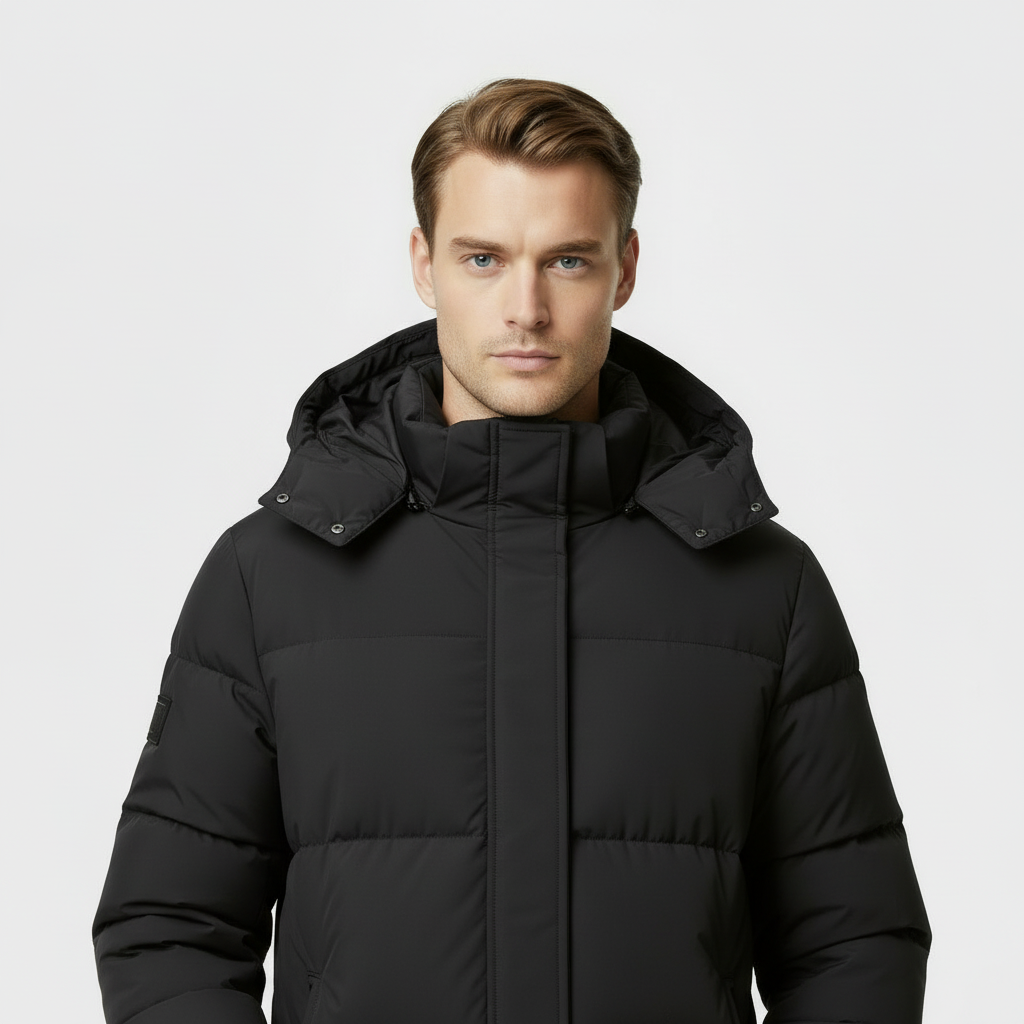 Men's Long Puffer Coat - Insulated Winter Parka Jacket for Cold Weather Protection