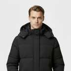Men's Long Puffer Coat - Insulated Winter Parka Jacket for Cold Weather Protection