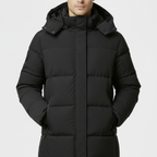 Men's Long Puffer Coat - Insulated Winter Parka Jacket for Cold Weather Protection