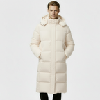 Men's Long Puffer Coat - Insulated Winter Parka Jacket for Cold Weather Protection