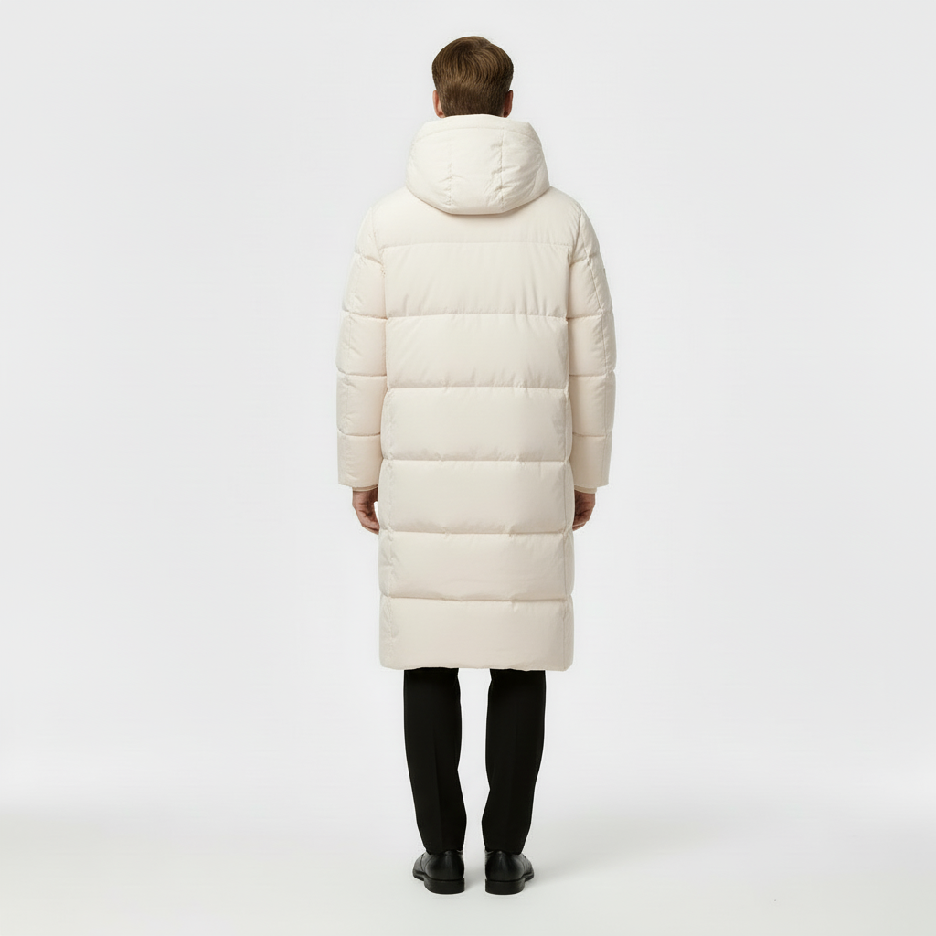 Men's Long Puffer Coat - Insulated Winter Parka Jacket for Cold Weather Protection