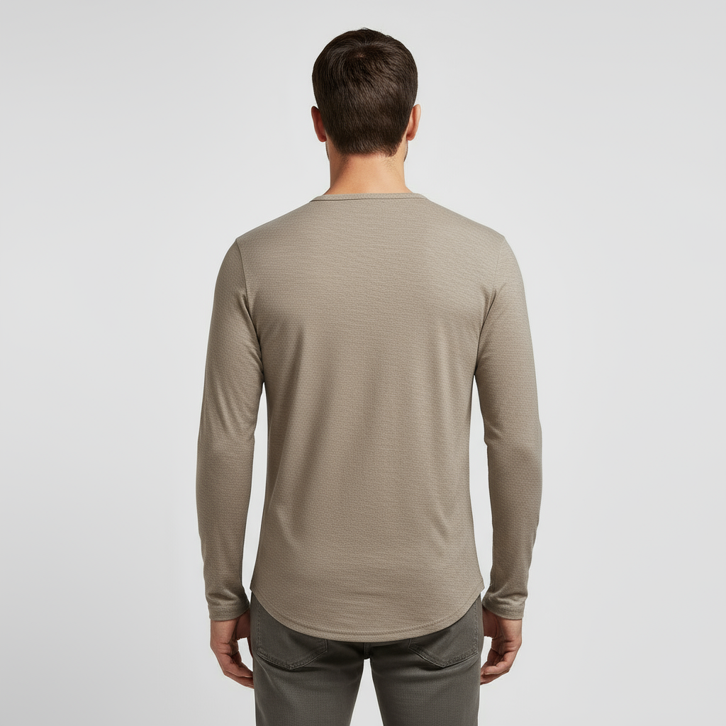 Men's Long Sleeve Henley T-Shirt - Cotton Blend Casual Top for Everyday Wear - Available in Multiple Colors